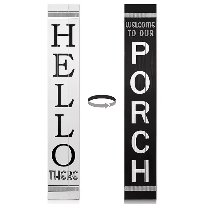 Outlet Kirklands Home Black and White Hello There Porch Board