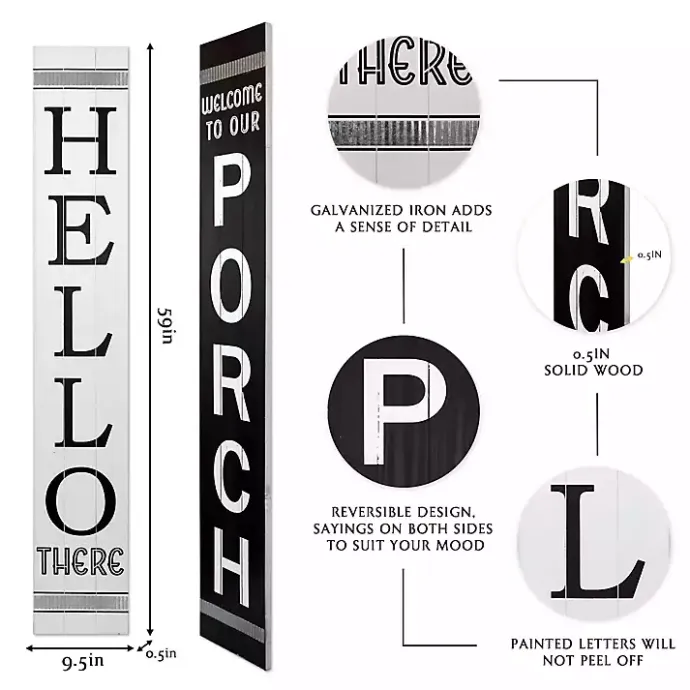 Outlet Kirklands Home Black and White Hello There Porch Board