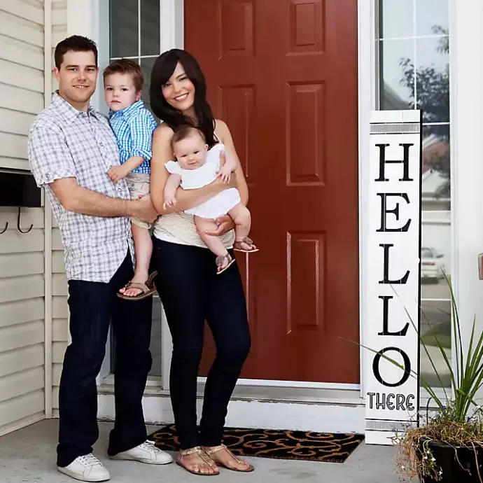 Outlet Kirklands Home Black and White Hello There Porch Board
