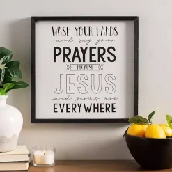 New Kirklands Home Black and White Jesus and Germs Plaque