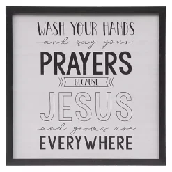 New Kirklands Home Black and White Jesus and Germs Plaque