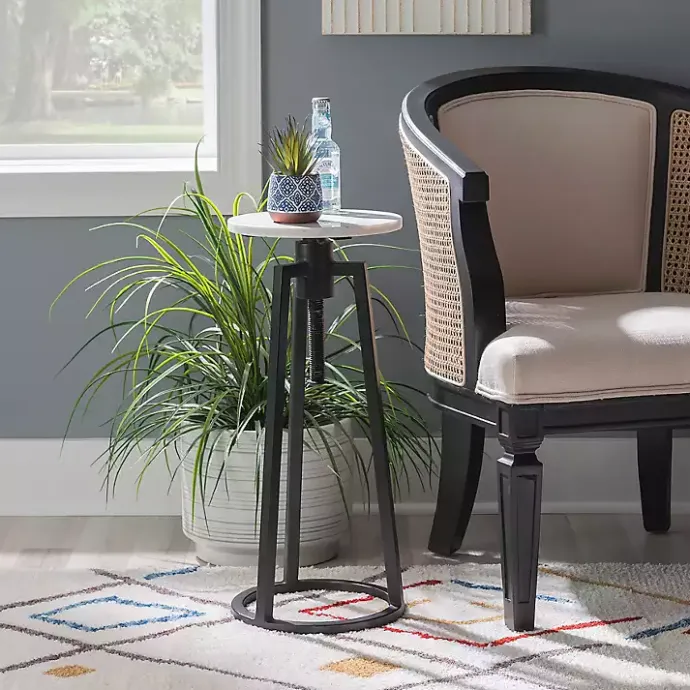 Discount Kirklands Home Black and White Marble Adjustable Drink Table