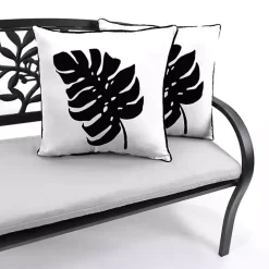 Hot Kirklands Home Black and White Palm Leaf Outdoor Pillow