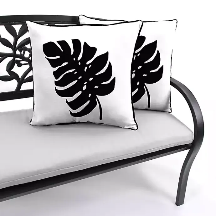 Hot Kirklands Home Black and White Palm Leaf Outdoor Pillow