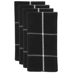 Sale Kirklands Home Black and White Plaid Cotton Napkins, Set of 4