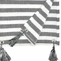 Discount Kirklands Home Black and White Rustic Stripe Tassel Table Runner