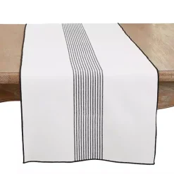 Kirklands Home Black and White Striped Table Runner