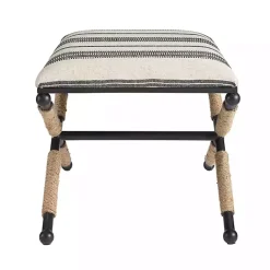 Hot Kirklands Home Black and White Striped Upholstered Ottoman