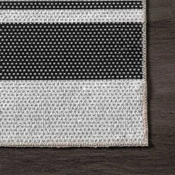 Hot Kirklands Home Black and White Striped Washable Area Rug, 3x5