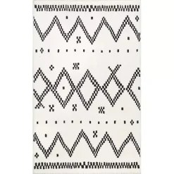 Online Kirklands Home Black and White Tracy Fringed Area Rug, 5x8