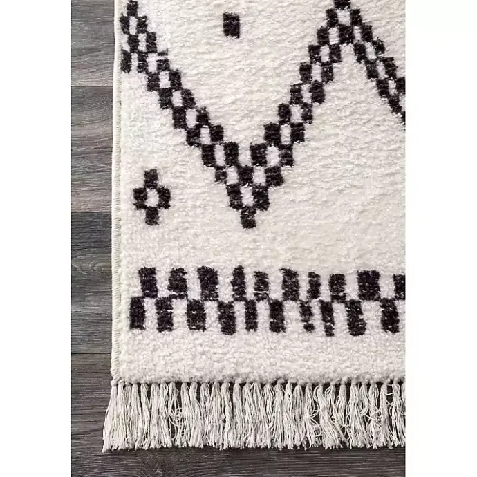 Online Kirklands Home Black and White Tracy Fringed Area Rug, 5x8