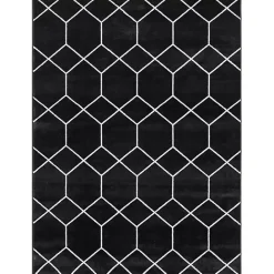 Discount Kirklands Home Black and White Trellis Woven Area Rug, 8x10