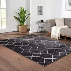 Discount Kirklands Home Black and White Trellis Woven Area Rug, 8x10