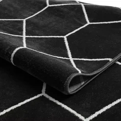 Discount Kirklands Home Black and White Trellis Woven Area Rug, 8x10
