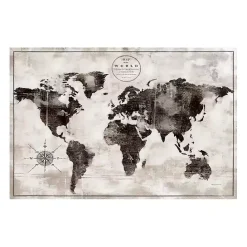 Outlet Kirklands Home Black and White World Map Giclee Canvas Art Print