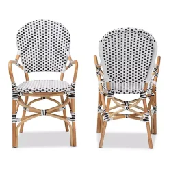 Clearance Kirklands Home Black and White Woven Dining Chairs, Set of 2