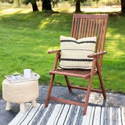 Discount Kirklands Home Black and White Woven Stripe Indoor/Outdoor Pillow