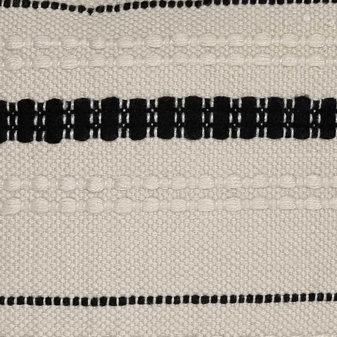Discount Kirklands Home Black and White Woven Stripe Indoor/Outdoor Pillow