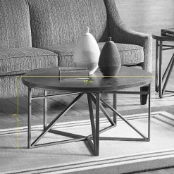 New Kirklands Home Antique Bronze Kayden Round Coffee Table Black