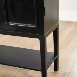 New Kirklands Home Black Arch Wood Bar Cabinet