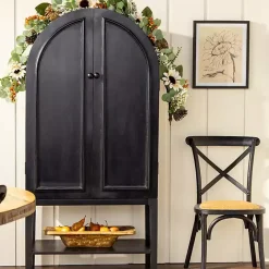New Kirklands Home Black Arch Wood Bar Cabinet