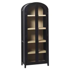 Kirklands Home Arched Glass Doors Chantelle Bookcase Black