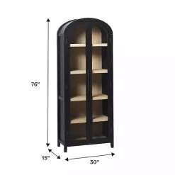 Kirklands Home Arched Glass Doors Chantelle Bookcase Black