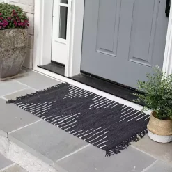 Outlet Kirklands Home Black Artisanal Leather Diamond Scatter Rug