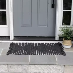 Outlet Kirklands Home Black Artisanal Leather Diamond Scatter Rug