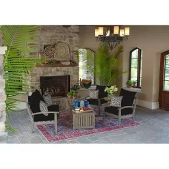 Online Kirklands Home Aurora Damask Outdoor Pillow Black