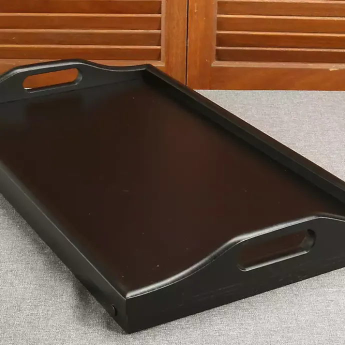 Hot Kirklands Home Bamboo Standing Serving Tray Black