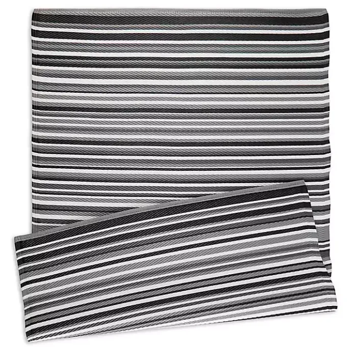 Hot Kirklands Home Black Barcode Stripe Outdoor Area Rug, 4x6