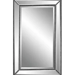 Online Kirklands Home Beaded Double Frame Beveled Wall Mirror Black