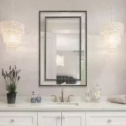Online Kirklands Home Beaded Double Frame Beveled Wall Mirror Black