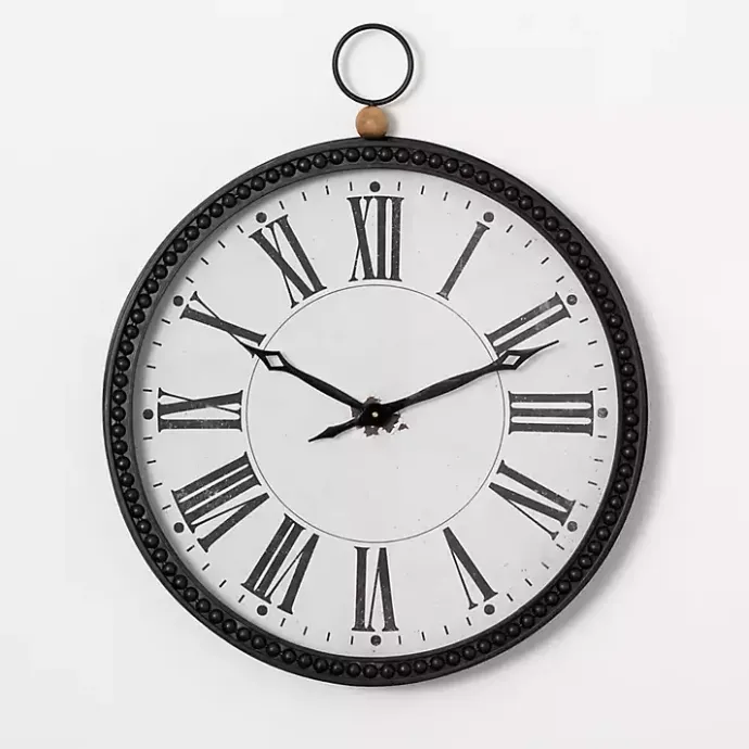 Hot Kirklands Home Black Beaded Metal Wall Clock