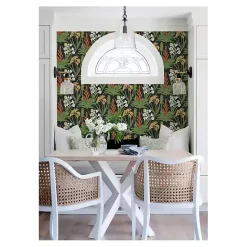 Kirklands Home Botanical Villa Peel & Stick Wallpaper Black