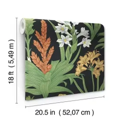 Kirklands Home Botanical Villa Peel & Stick Wallpaper Black