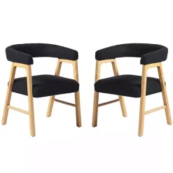 Hot Kirklands Home Boucle Curved Ezra Dining Chairs, Set of 2 Black