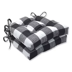 Discount Kirklands Home Buffalo Check Outdoor Chair Pads, Set of 2 Black