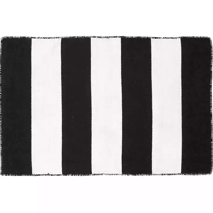 Kirklands Home Black Cabana Stripe Indoor/Outdoor Scatter Rug