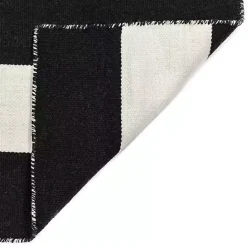 Kirklands Home Black Cabana Stripe Indoor/Outdoor Scatter Rug