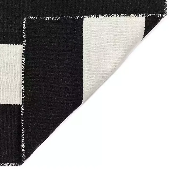 Kirklands Home Black Cabana Stripe Indoor/Outdoor Scatter Rug