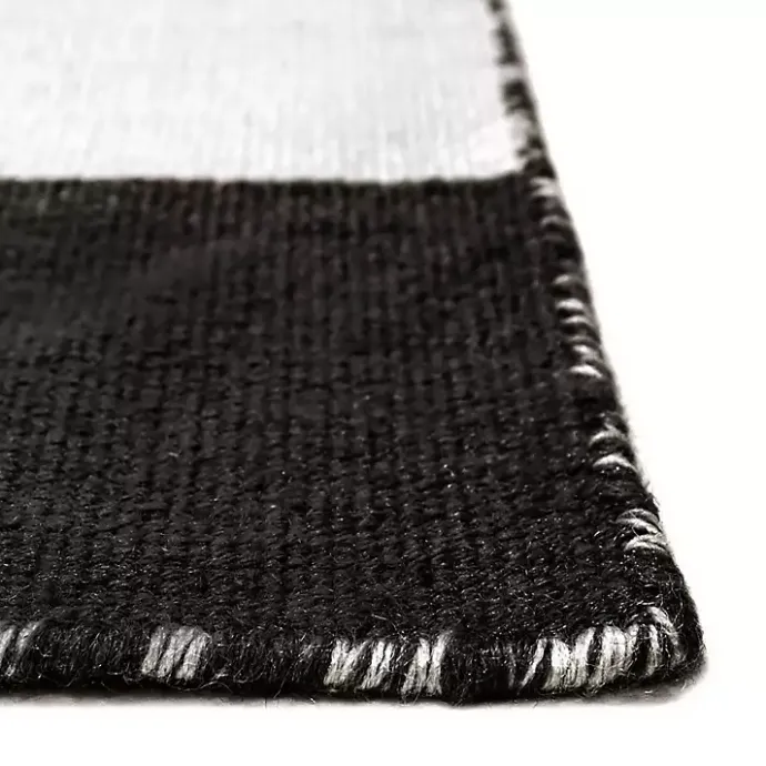 Kirklands Home Black Cabana Stripe Indoor/Outdoor Scatter Rug