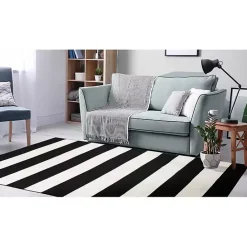 Sale Kirklands Home Black Cabana Stripe Indoor/Outdoor Area Rug, 3x5