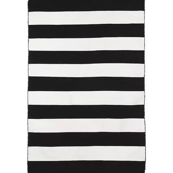 Best Kirklands Home Black Cabana Stripe Indoor/Outdoor Area Rug, 8x11