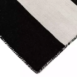 Hot Kirklands Home Black Cabana Stripe Indoor/Outdoor Runner, 2x8