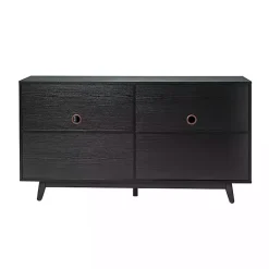 New Kirklands Home Cane Wood Storage Media Cabinet Black