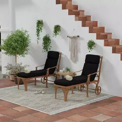 Best Kirklands Home Canvas French Edge Outdoor Chaise Cushion Black