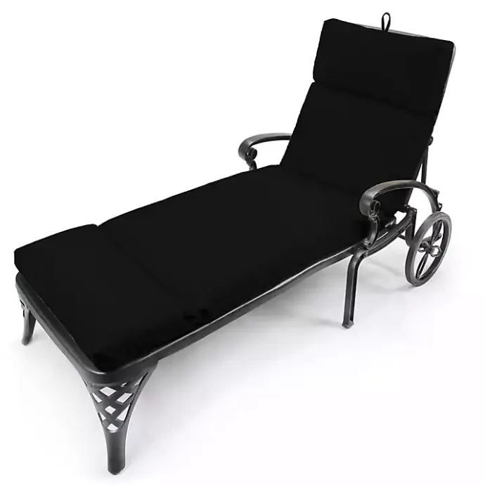 Best Kirklands Home Canvas French Edge Outdoor Chaise Cushion Black
