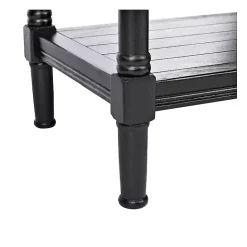 Kirklands Home Carved Pinewood Farmhouse Accent Table Black